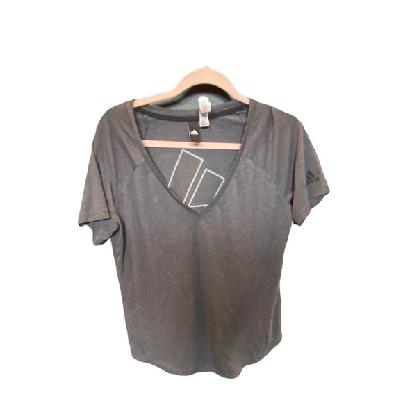 Adidas Women's Grey V-Neck Short Sleeve Shirt Size Medium - Picture 1 of 8